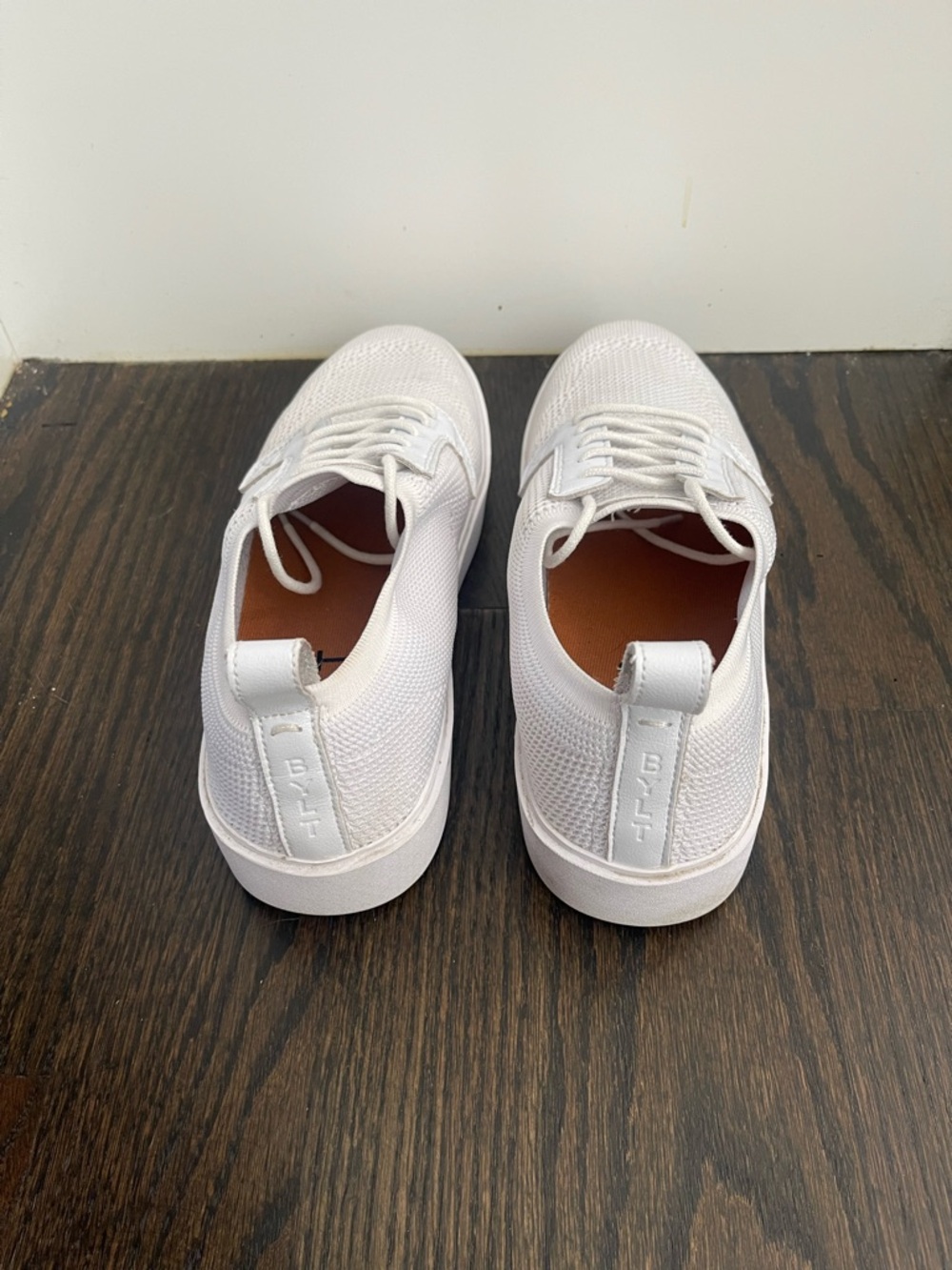 BYLT Basics Men’s All-White Knit Casual Sneakers - Picture 4 of 6